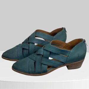 Frye Women's Ray Huarache Shootie Ankle Boots Blue, sz 9.5. Leather booties